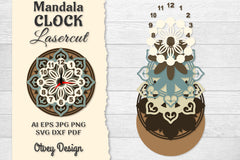 5 Clock Mandala Lasercut SVG Bundle - CraftNest - Digital Crafting and Art