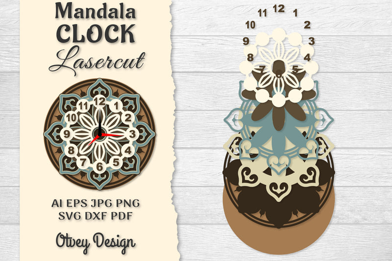 5 Clock Mandala Lasercut SVG Bundle - CraftNest - Digital Crafting and Art