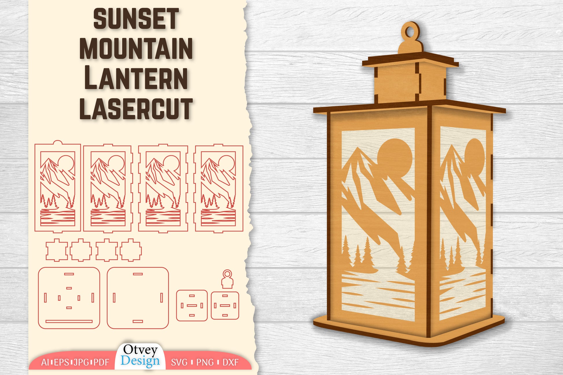 Sunset Mountain Lamp Lasercut SVG Bundle 8 - CraftNest - Digital Crafting and Art