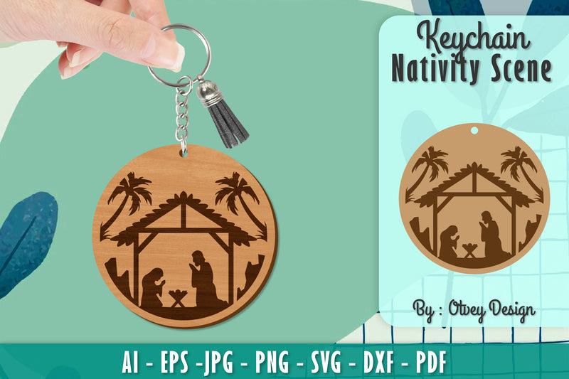 Nativity Scene Keychain Laser Cut SVG Bundle 5 - CraftNest - Digital Crafting and Art