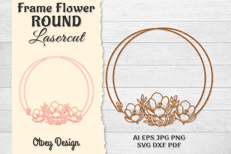 Frame Flower Round Lasercut SVG Bundle 5 - CraftNest - Digital Crafting and Art