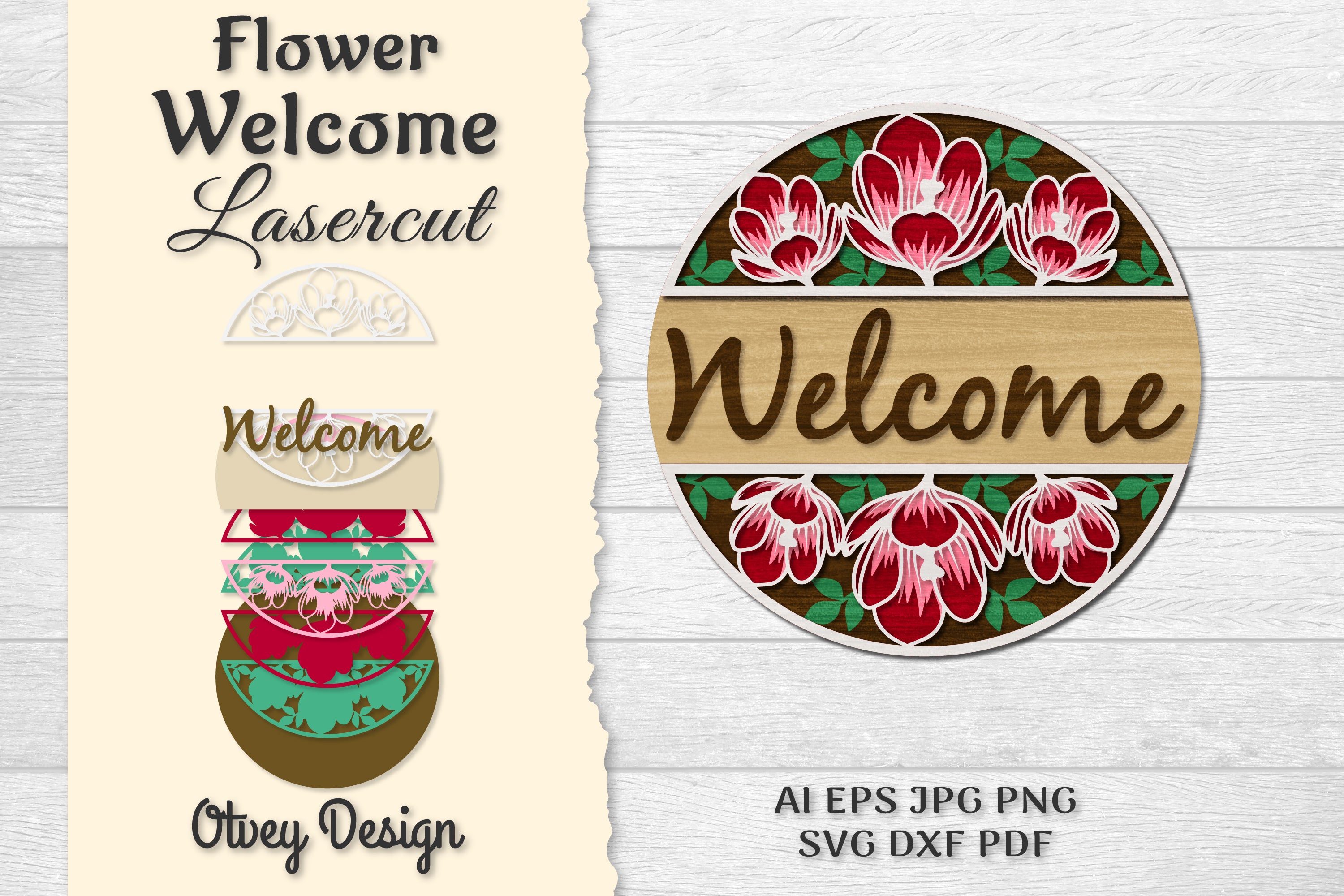 Flower Welcome Lasercut SVG Bundle 11 - CraftNest - Digital Crafting and Art