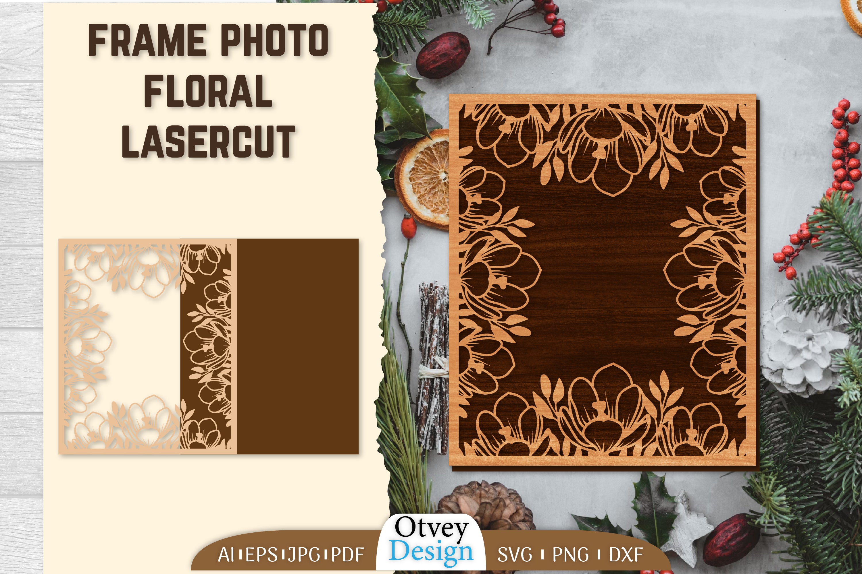Floral Lasercut Frame Photo SVG Bundle 4 - CraftNest - Digital Crafting and Art