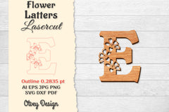 Flower Letters Laser Cut SVG Bundle 143 - CraftNest - Digital Crafting and Art