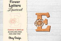 Flower Letters Laser Cut SVG Bundle 24 - CraftNest - Digital Crafting and Art