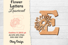 Flower Letters Laser Cut SVG Bundle 4 - CraftNest - Digital Crafting and Art