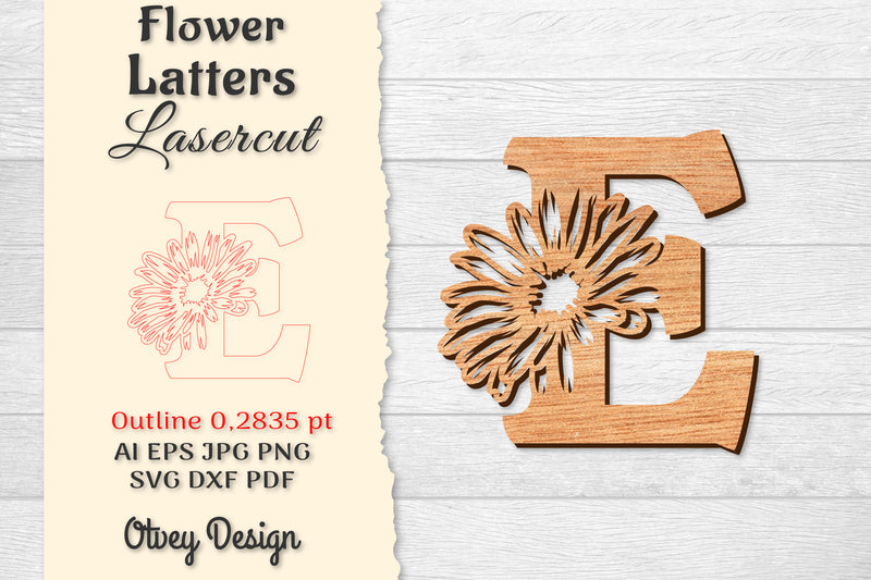 Flower Letters Laser Cut SVG Bundle 4 - CraftNest - Digital Crafting and Art