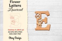 5 Flower Letters Laser Cut SVG Bundle 90 - CraftNest - Digital Crafting and Art