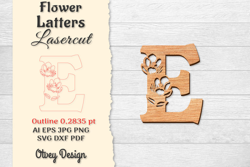 5 Flower Letters Laser Cut SVG Bundle 90 - CraftNest - Digital Crafting and Art