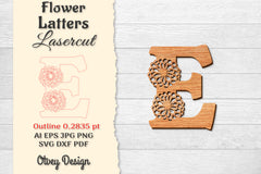 Flower Letters Laser Cut SVG Bundle 40 - CraftNest - Digital Crafting and Art