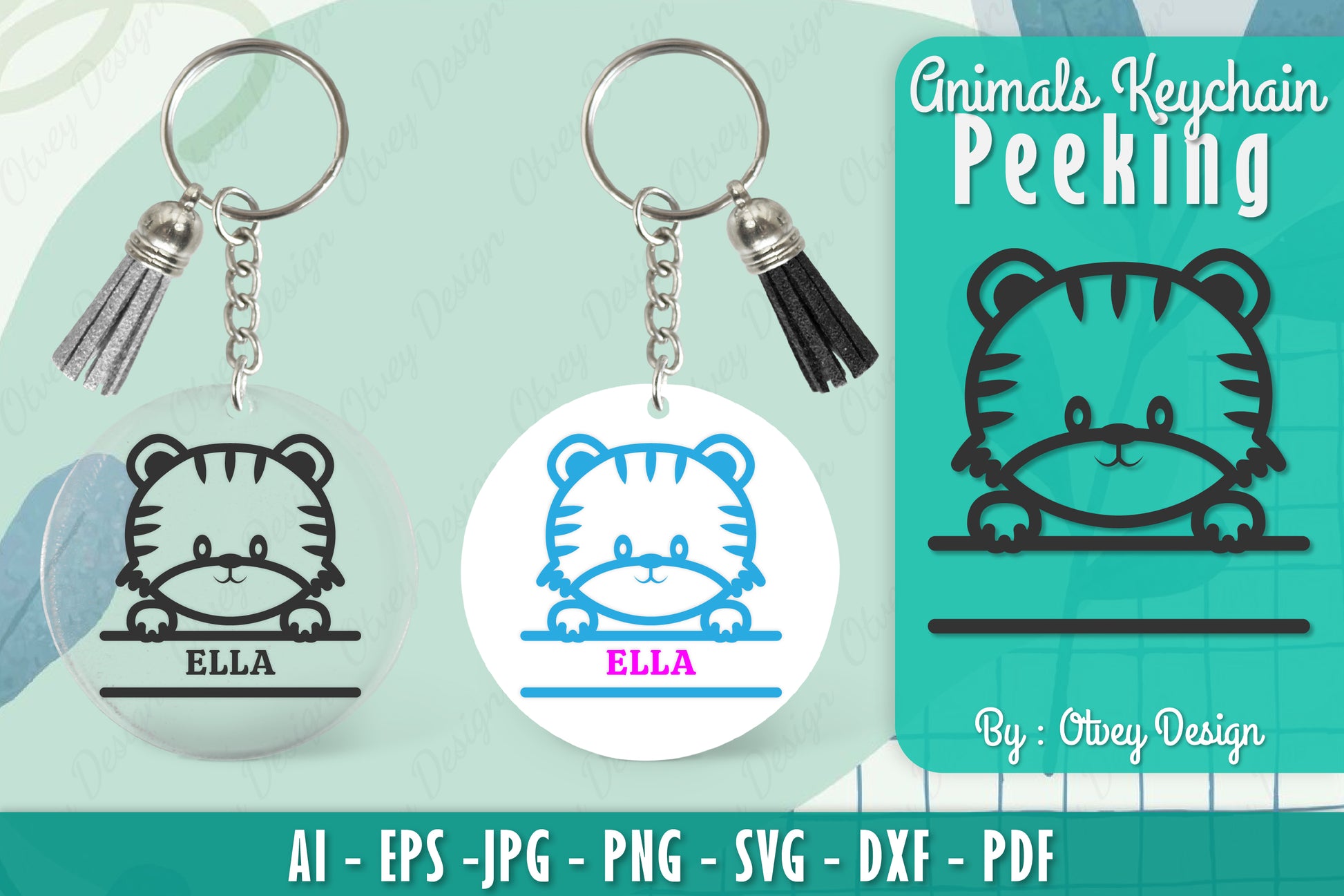Animals Peeking Keychain SVG Bundle 11 - CraftNest - Digital Crafting and Art