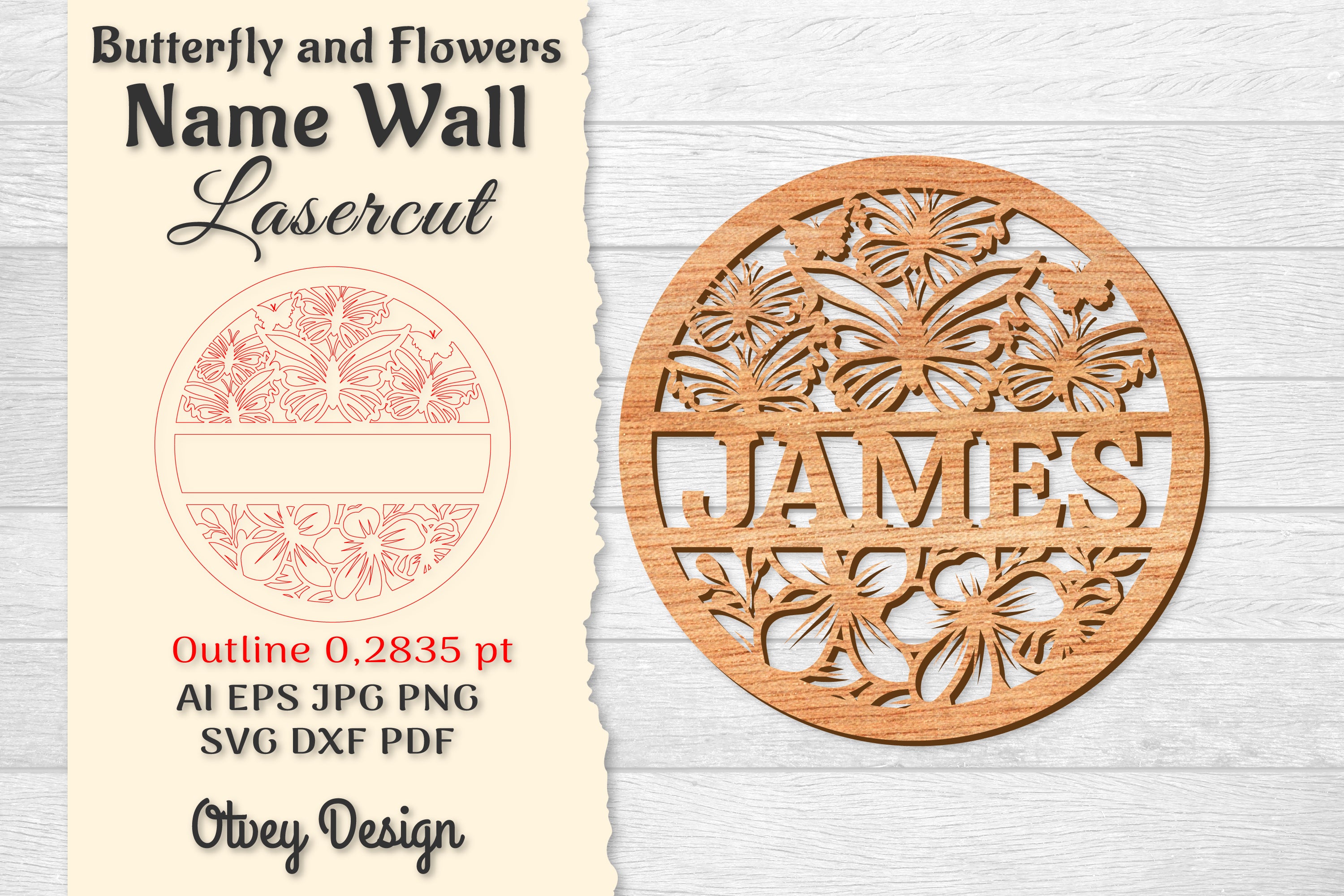 Butterfly and Flowers Name Wall Art Sign SVG Bundle 4 - CraftNest - Digital Crafting and Art
