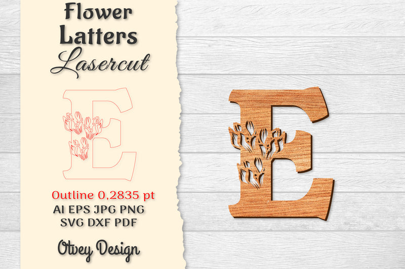 Flower Letters Laser Cut SVG Bundle 109 - CraftNest - Digital Crafting and Art