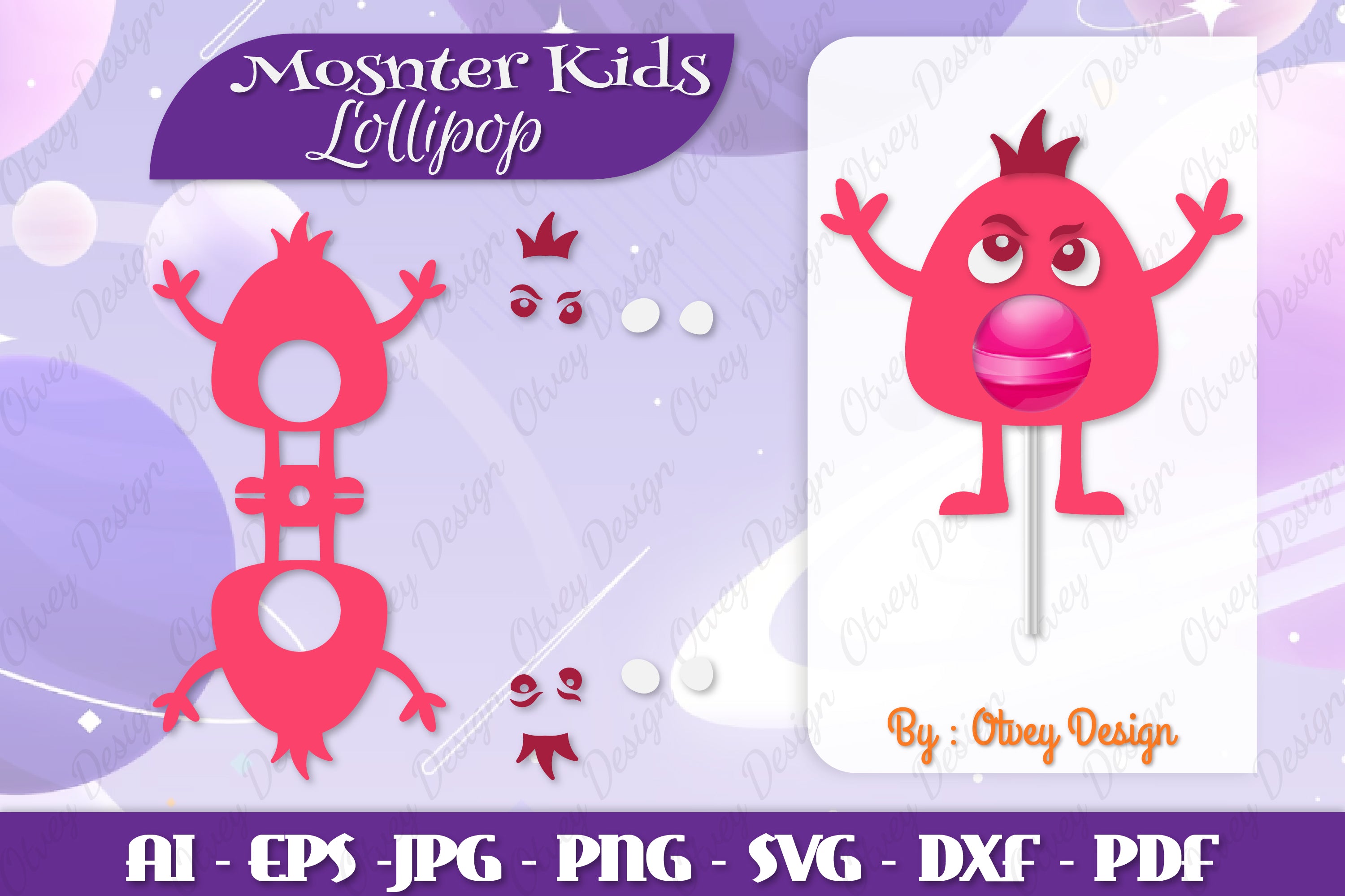 Monster Kids Lollipop Holders SVG Bundle 5 - CraftNest - Digital Crafting and Art