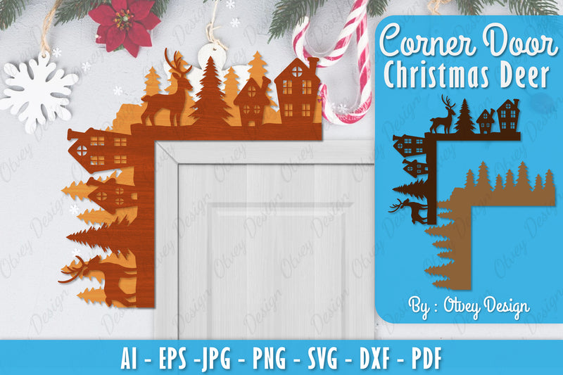 Christmas Deer Door Corner Lasercut SVG Bundle 6 - CraftNest - Digital Crafting and Art
