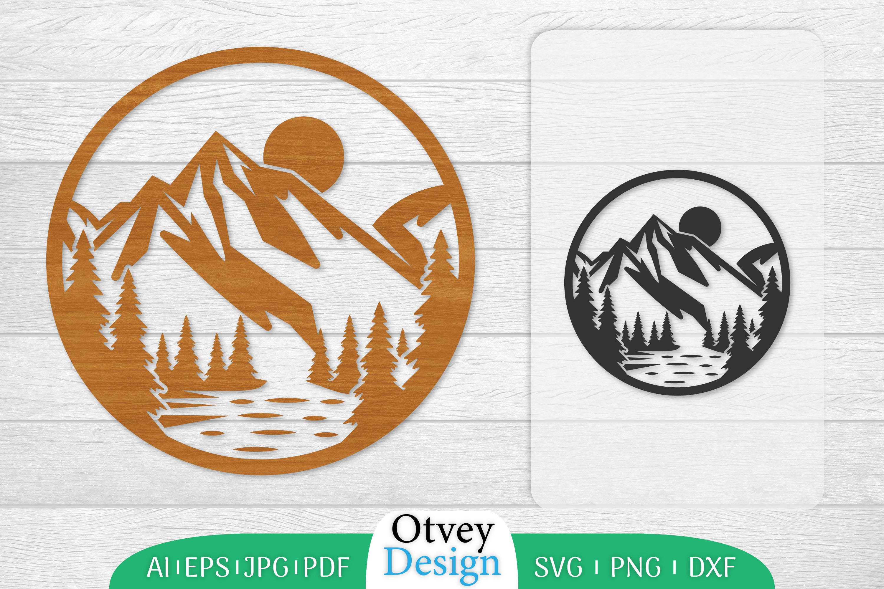 Sunset Mountain Lasercut Wall Decor SVG Bundle 8 - CraftNest - Digital Crafting and Art