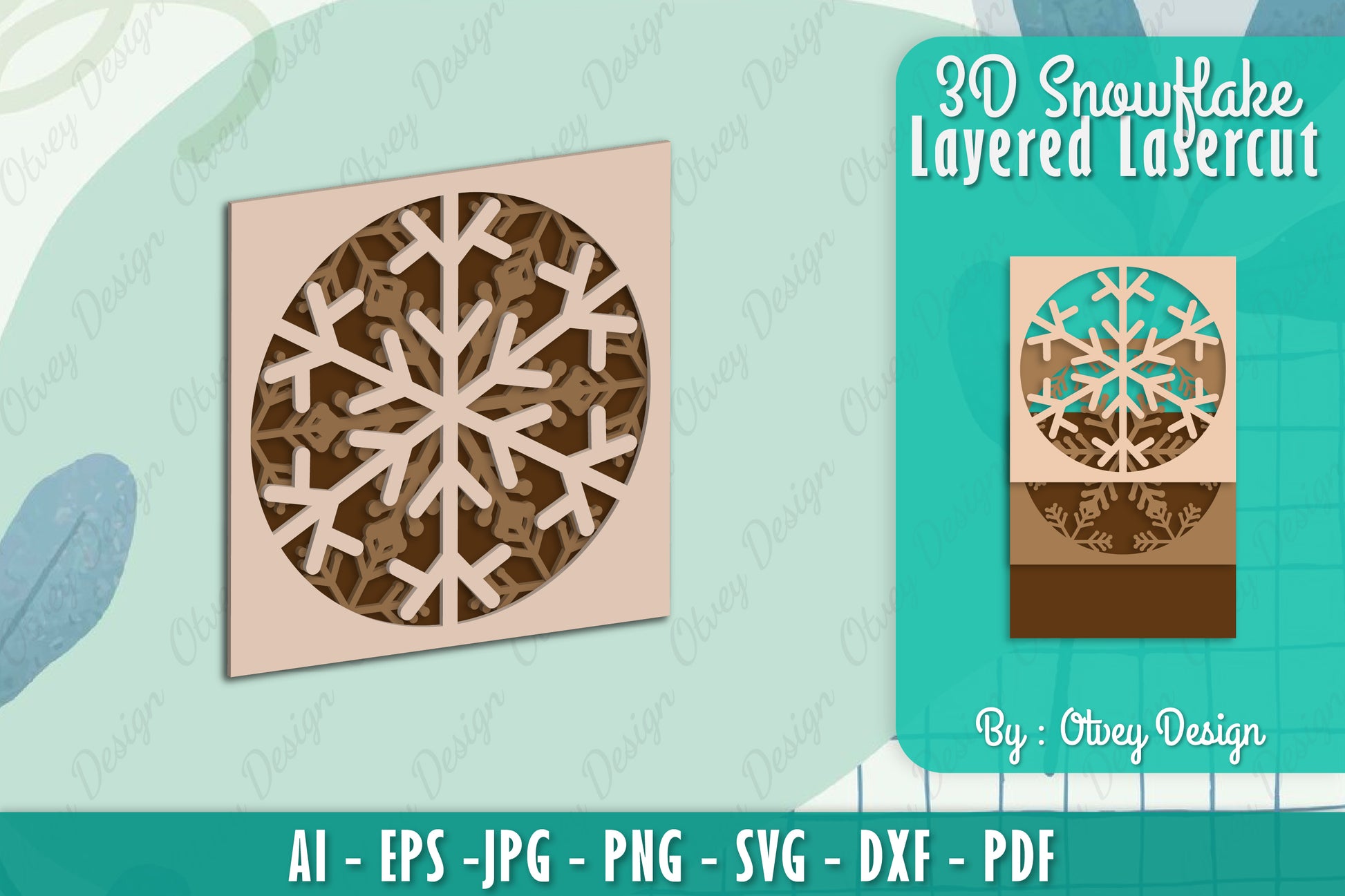 Snowflake 3D Layered Lasercut SVG Bundle 12 - CraftNest - Digital Crafting and Art