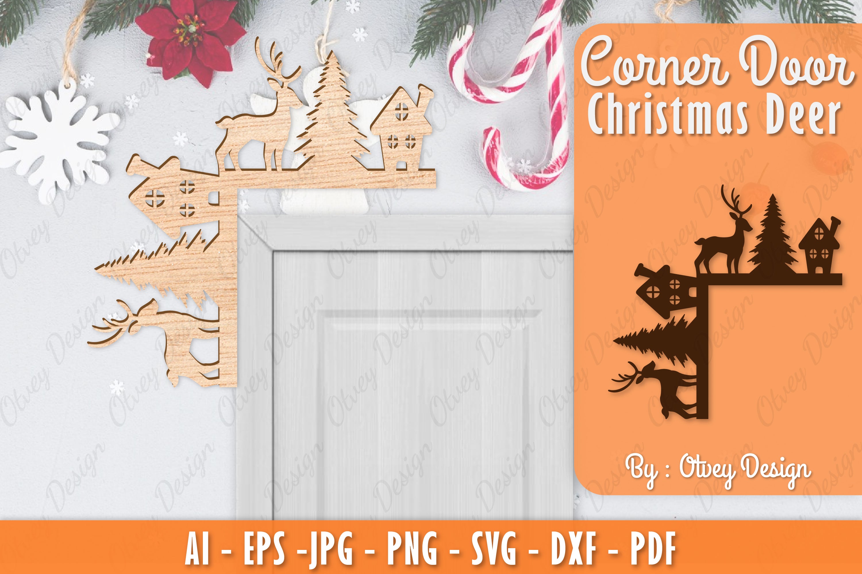 Christmas Deer Door Corner Lasercut SVG Bundle 16 - CraftNest - Digital Crafting and Art