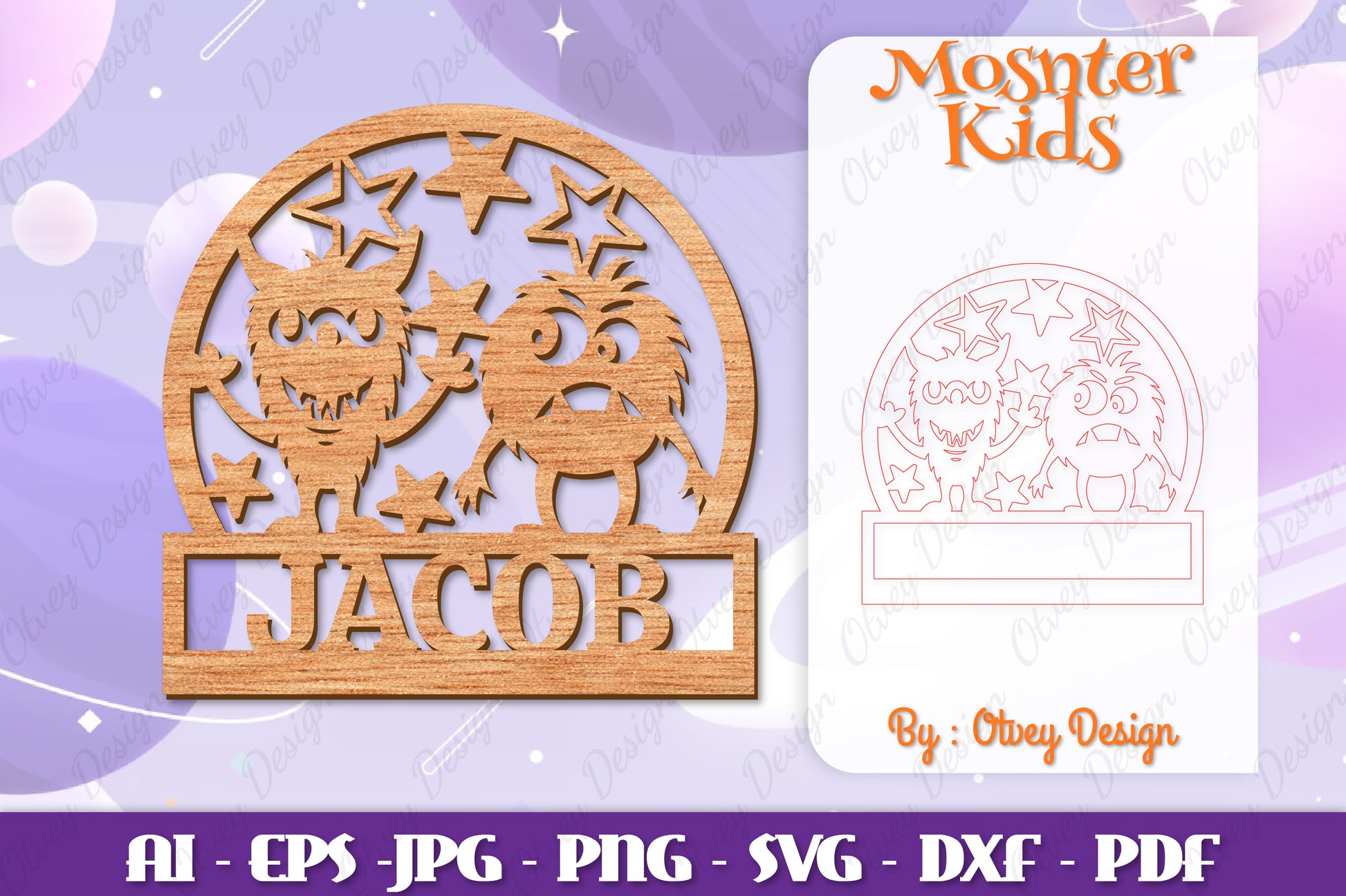 Monsters Kids Name Sign Lasercut SVG Bundle 5 - CraftNest - Digital Crafting and Art