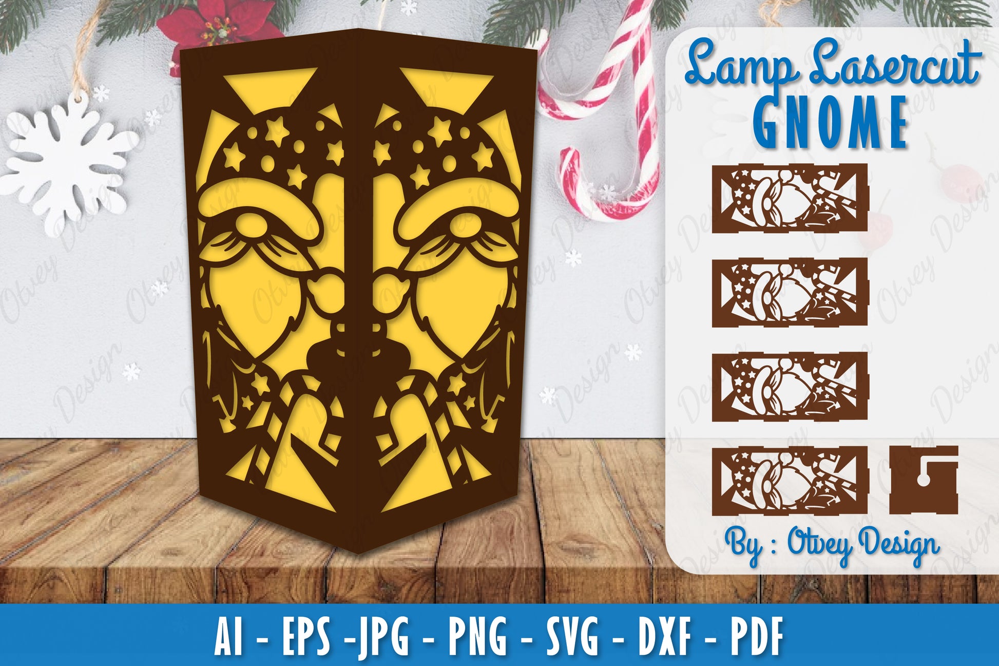 Christmas Gnome Lamp Lasercut SVG Bundle 5 - CraftNest - Digital Crafting and Art