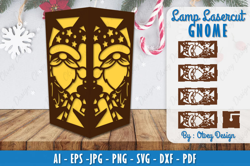 Christmas Gnome Lamp Lasercut SVG Bundle 5 - CraftNest - Digital Crafting and Art
