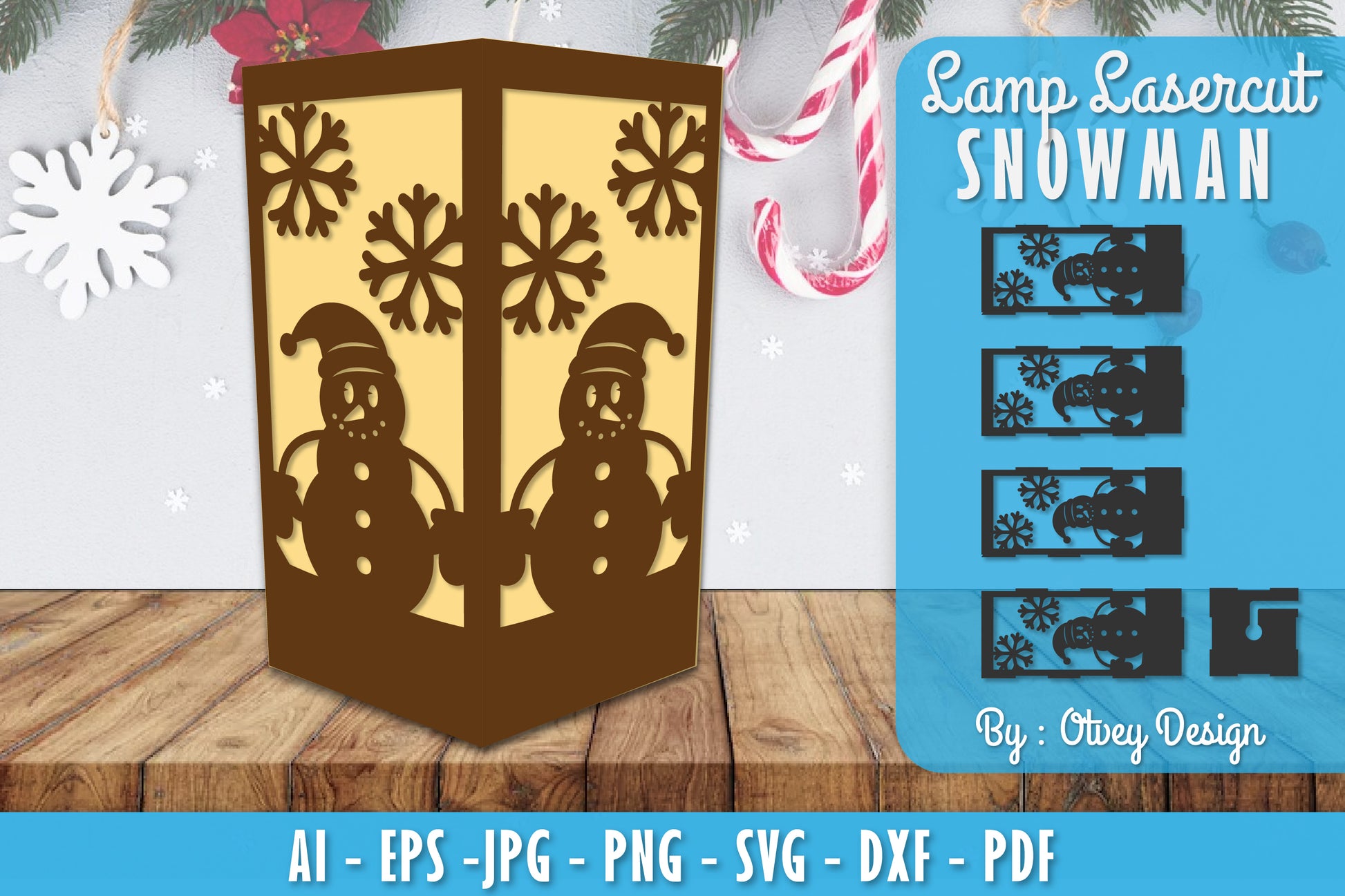 Snowman Lamp Lasercut SVG Bundle 6 - CraftNest - Digital Crafting and Art