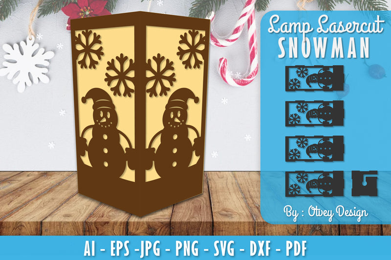 Snowman Lamp Lasercut SVG Bundle 6 - CraftNest - Digital Crafting and Art