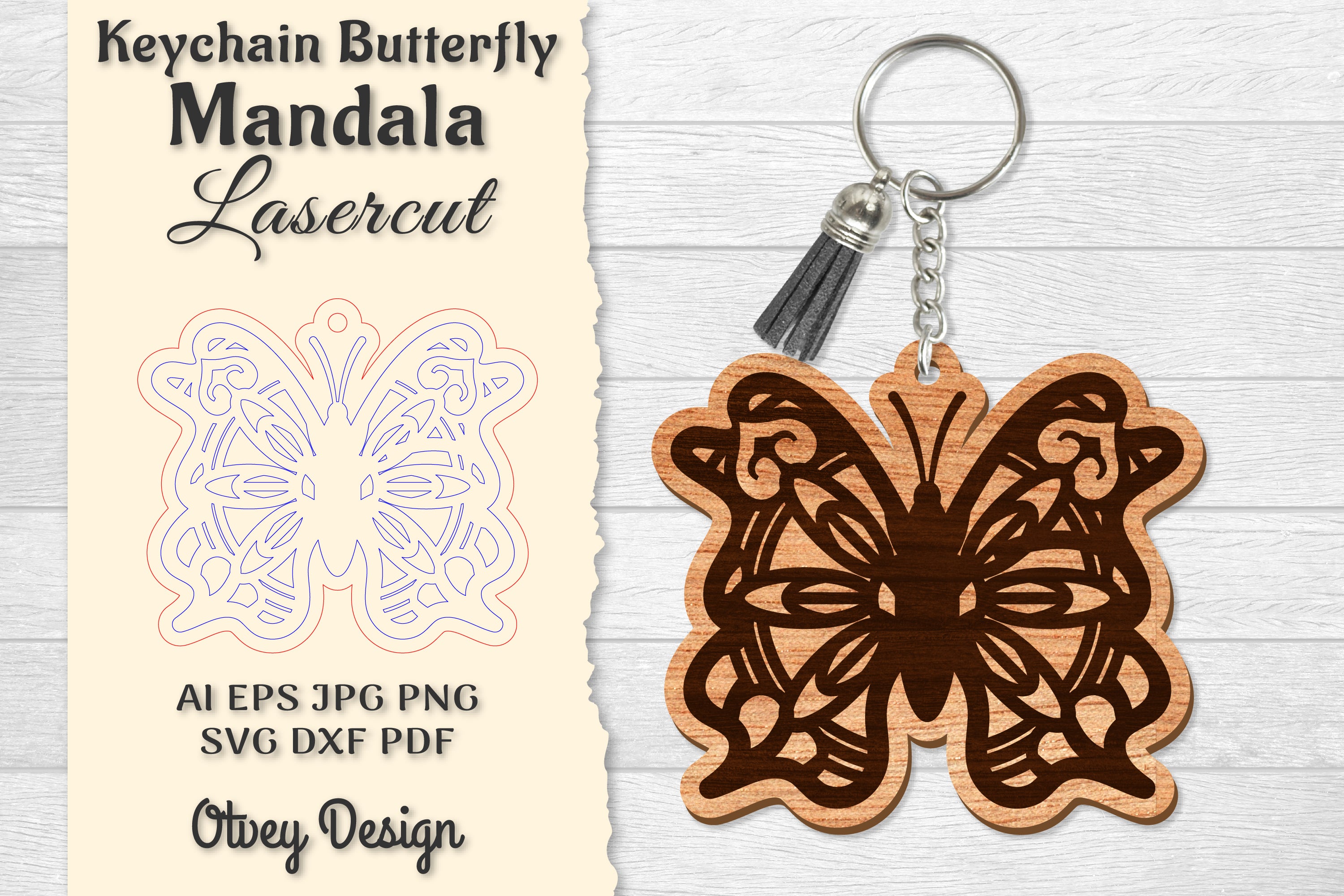 Butterfly Mandala Keychain SVG Bundle 5 - CraftNest - Digital Crafting and Art