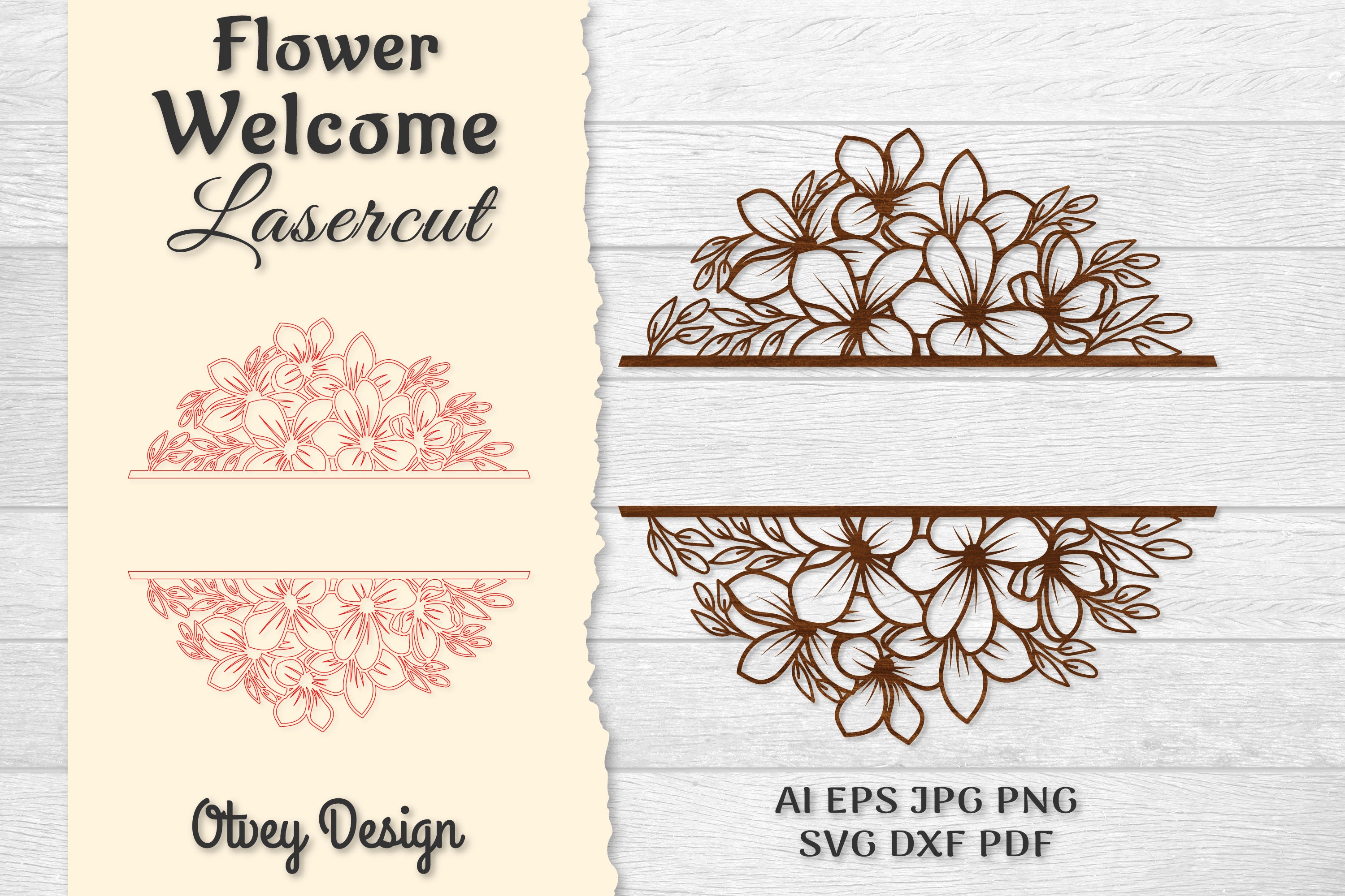 Flower Welcome Slip Lasercut SVG Bundle 5 - CraftNest - Digital Crafting and Art
