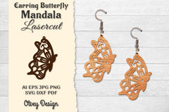 Earring Butterfly Mandala Lasercut SVG Bundle 13 - CraftNest - Digital Crafting and Art