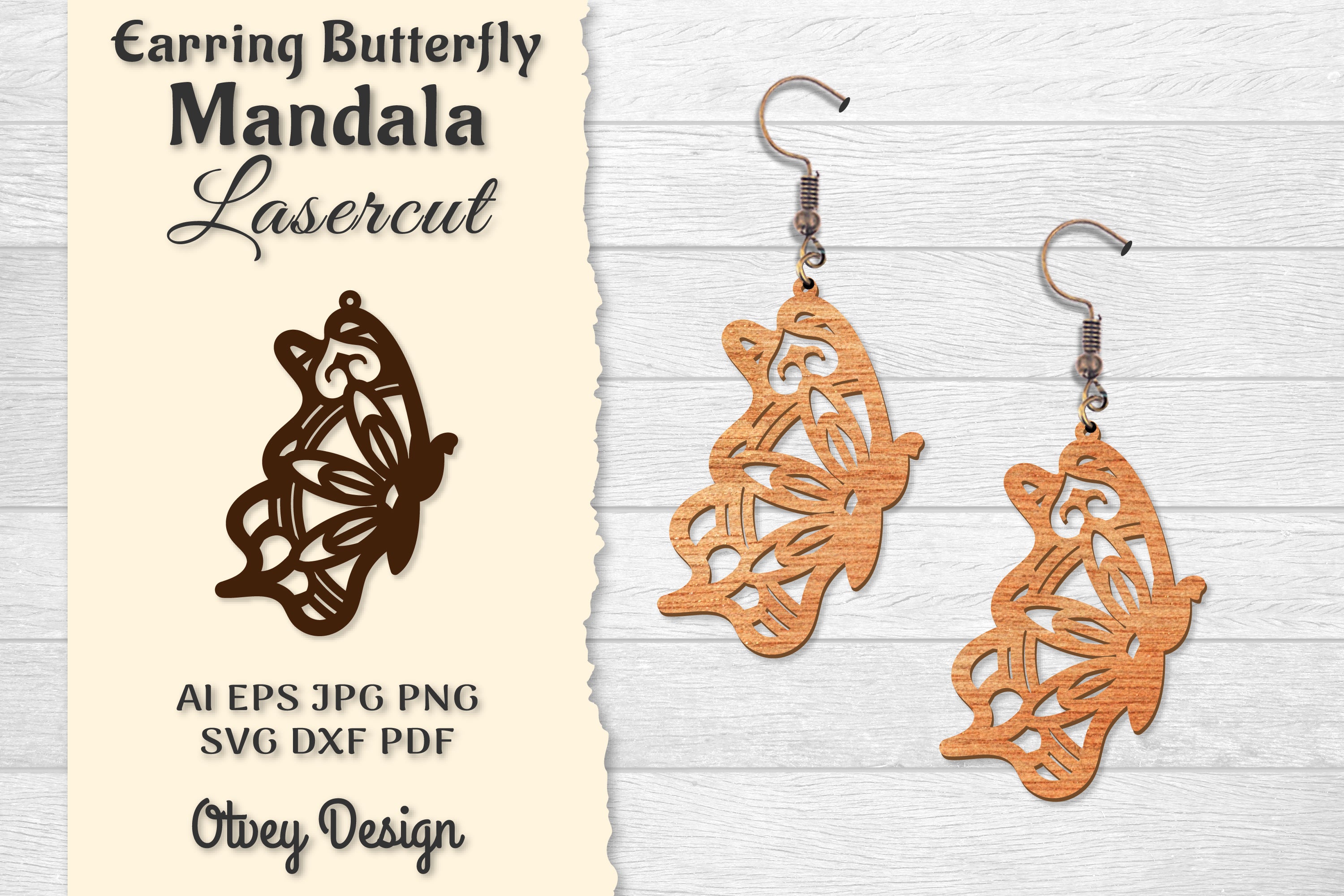 Earring Butterfly Mandala Lasercut SVG Bundle 13 - CraftNest - Digital Crafting and Art