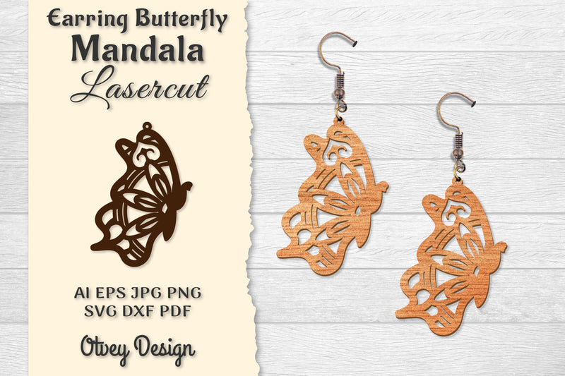 Earring Butterfly Mandala Lasercut SVG Bundle 13 - CraftNest - Digital Crafting and Art