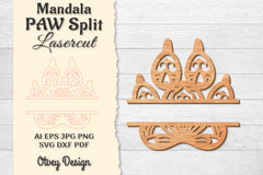 Paw Mandala Split Lasercut SVG Bundle 13 - CraftNest - Digital Crafting and Art