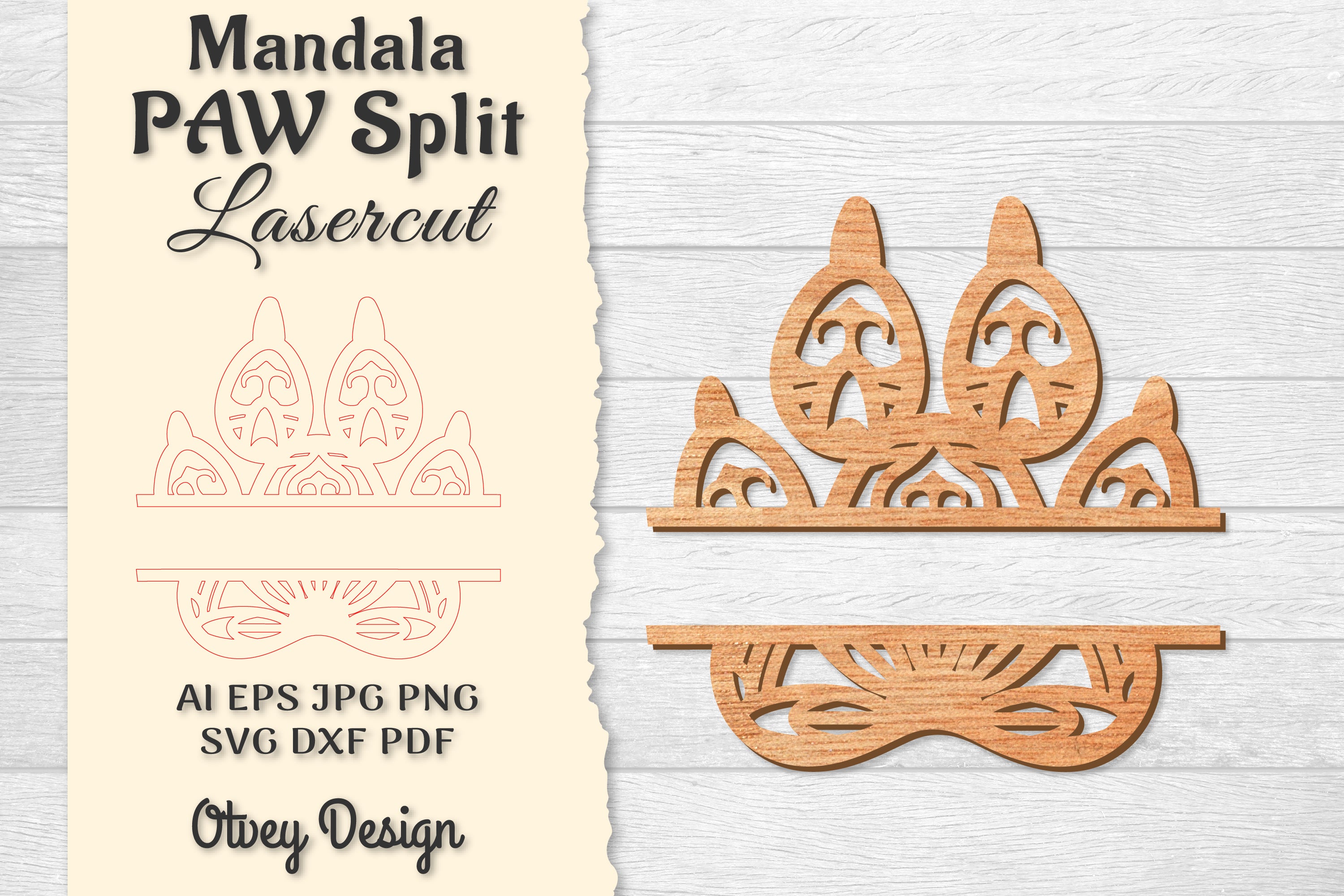 Paw Mandala Split Lasercut SVG Bundle 13 - CraftNest - Digital Crafting and Art