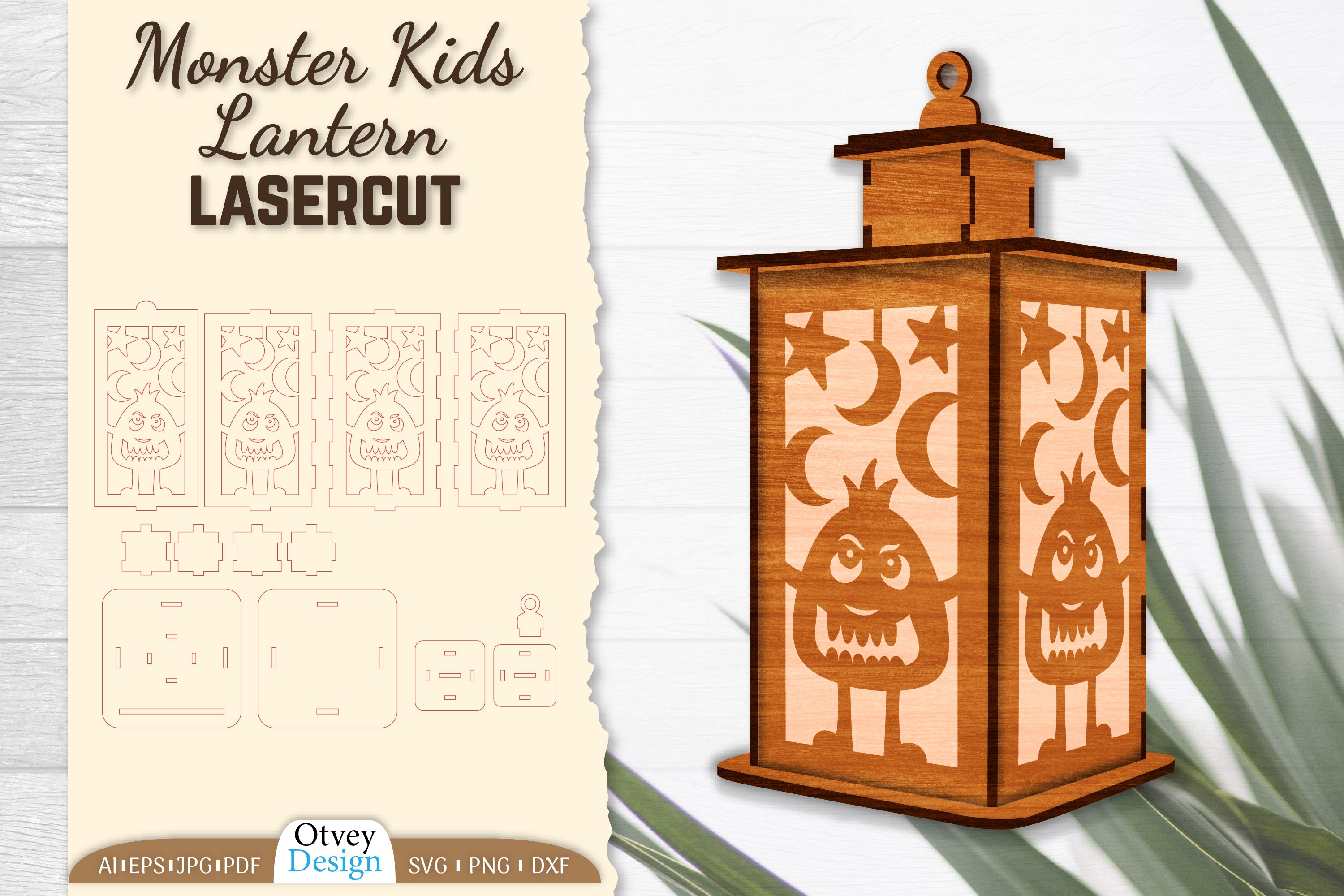 Monster Kids Lantern Lasercut SVG Bundle