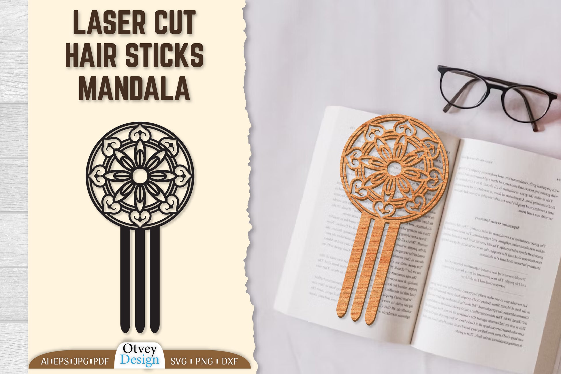 Laser Cut Mandala Hair Sticks SVG Bundle 4 - CraftNest - Digital Crafting and Art