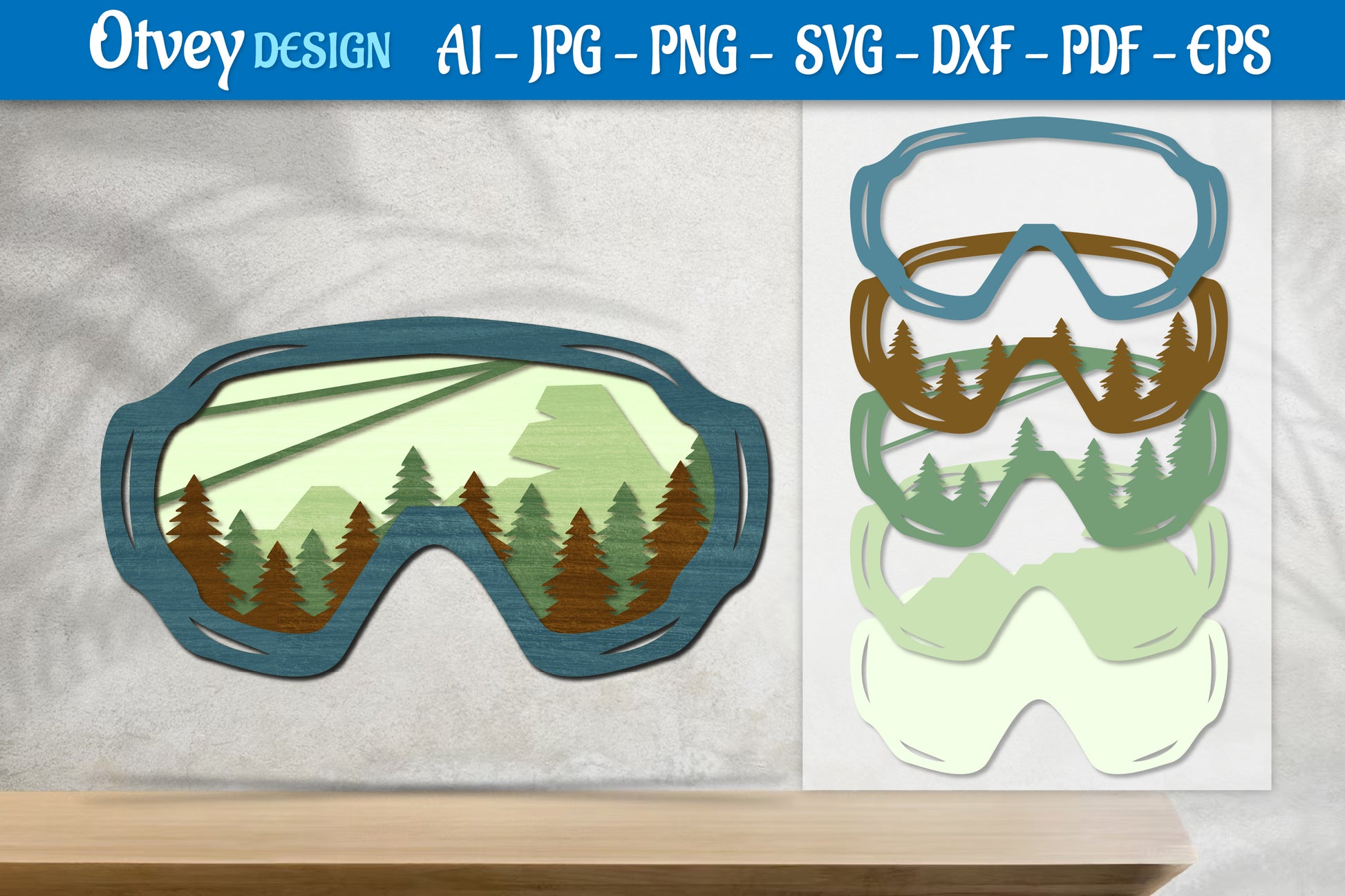 Mountain Scene Goggles Layered Lasercut SVG Bundle 6 - CraftNest - Digital Crafting and Art