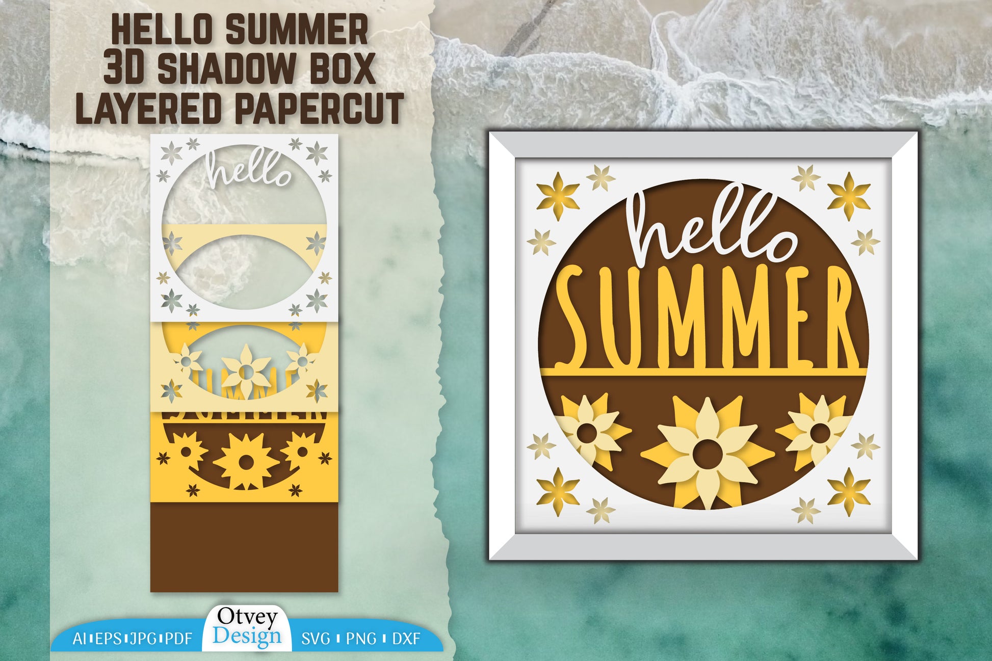 Hello Summer 3D Shadow Box Papercut SVG Bundle 7 - CraftNest - Digital Crafting and Art