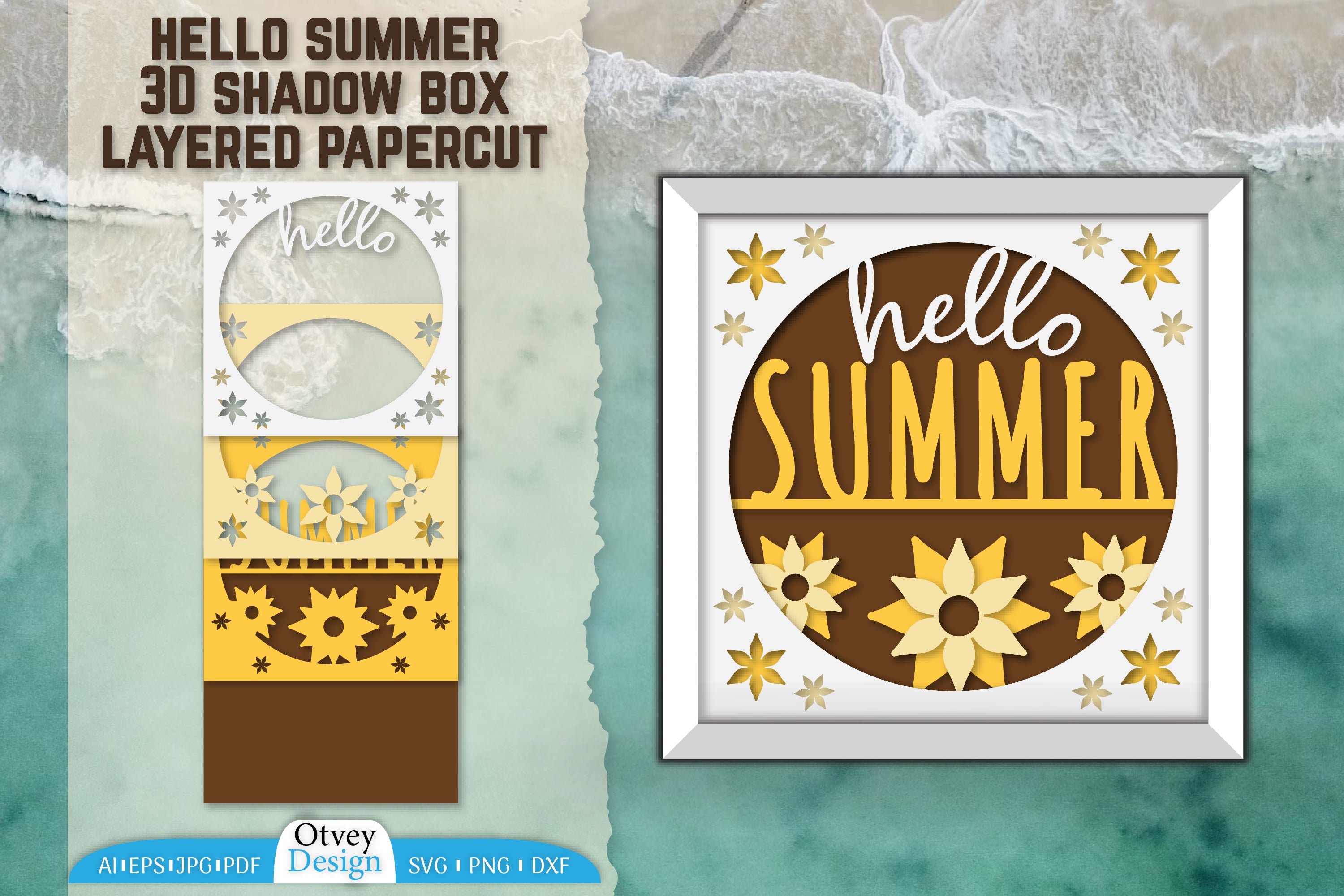 Hello Summer 3D Shadow Box Papercut SVG Bundle 7 - CraftNest - Digital Crafting and Art