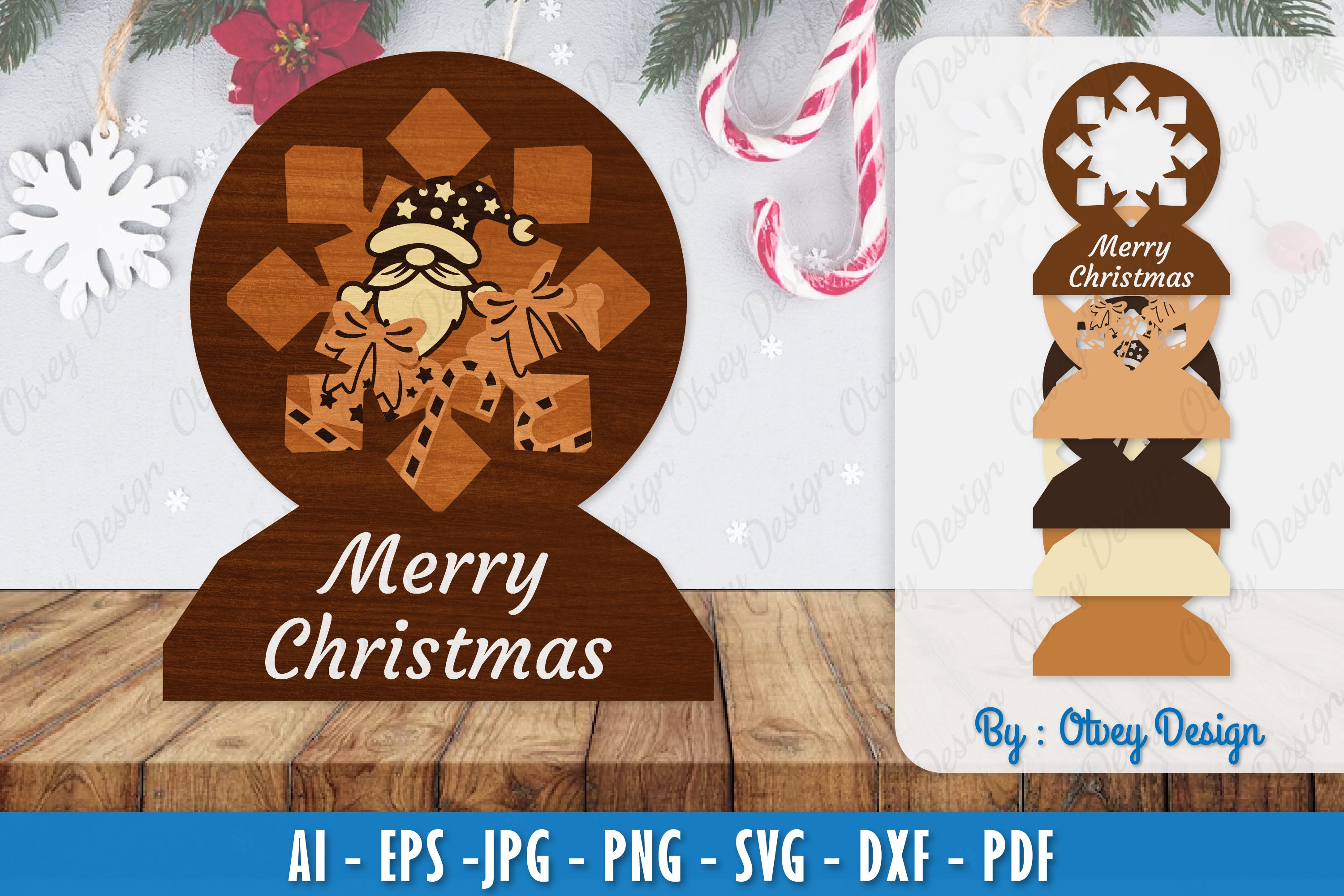 Christmas Gnome 3D Layered Lasercut SVG Bundle 10 - CraftNest - Digital Crafting and Art