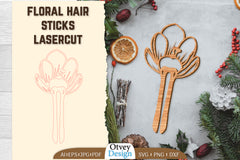 Laser Cut Floral Hair Sticks SVG Bundle 5 - CraftNest - Digital Crafting and Art