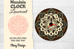 5 Clock Mandala Lasercut SVG Bundle - CraftNest - Digital Crafting and Art