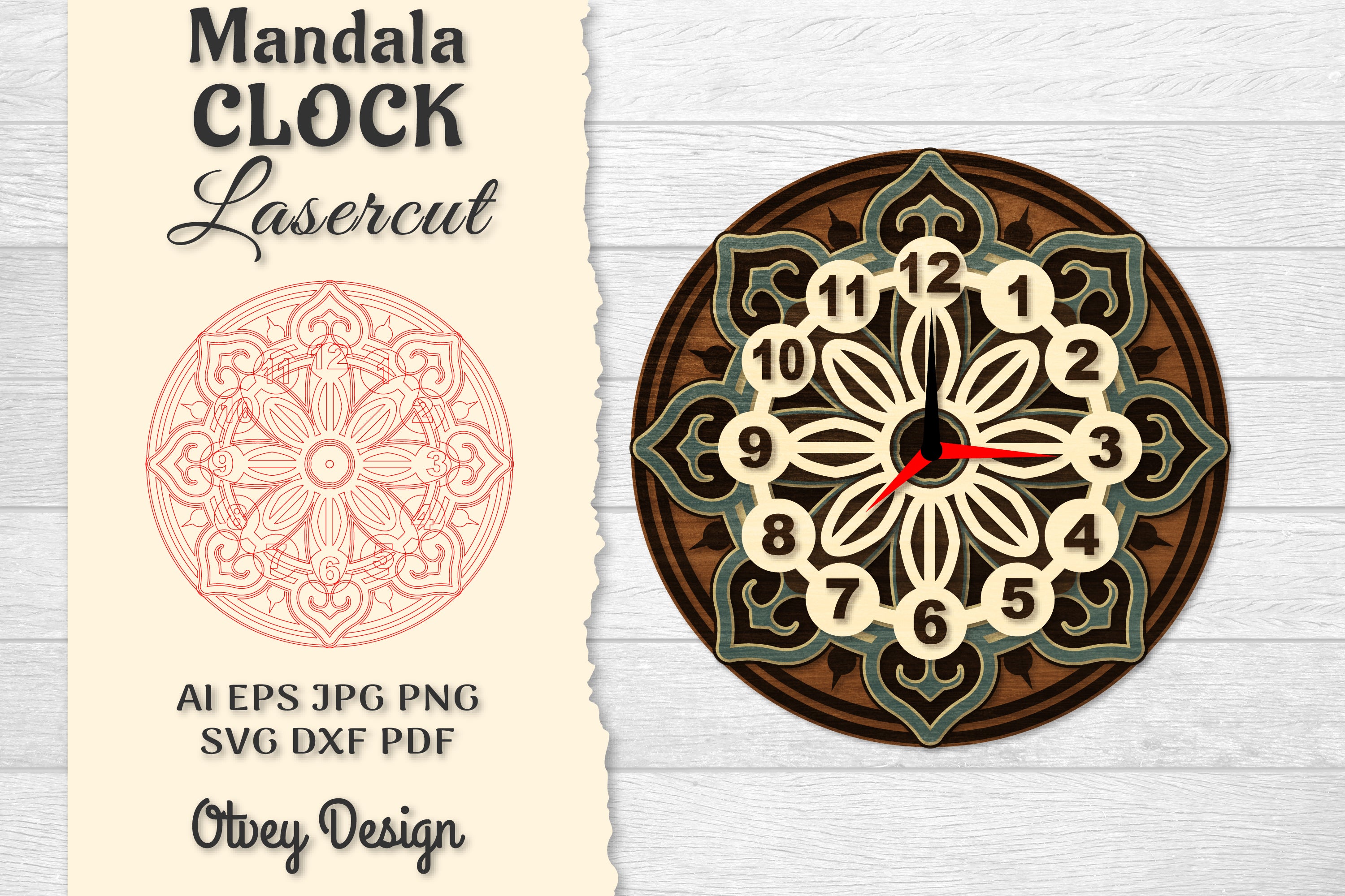 5 Clock Mandala Lasercut SVG Bundle - CraftNest - Digital Crafting and Art