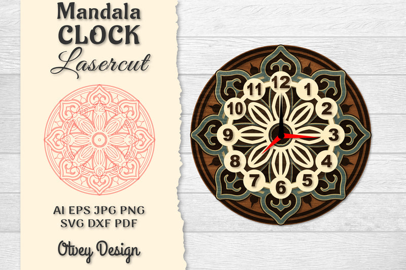 5 Clock Mandala Lasercut SVG Bundle - CraftNest - Digital Crafting and Art
