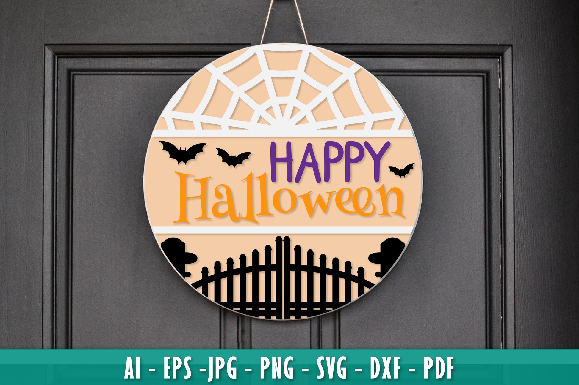 Halloween Round Wall Hanger Decoration SVG Bundle 8 - CraftNest - Digital Crafting and Art