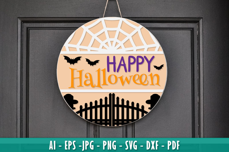 Halloween Round Wall Hanger Decoration SVG Bundle 8 - CraftNest - Digital Crafting and Art