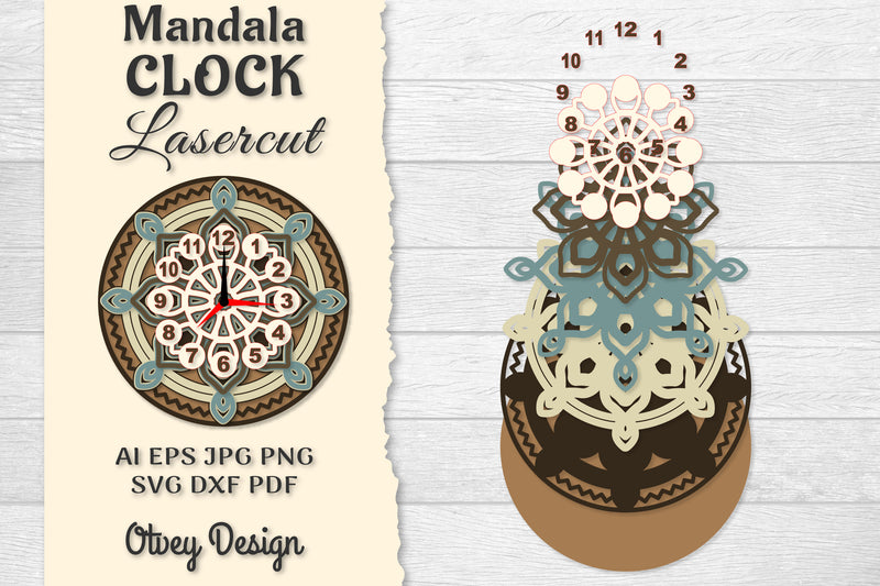Clock Mandala Lasercut SVG Bundle 5 - CraftNest - Digital Crafting and Art