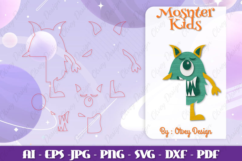 Monster Kids Corner Door Lasercut SVG Bundle 6 - CraftNest - Digital Crafting and Art