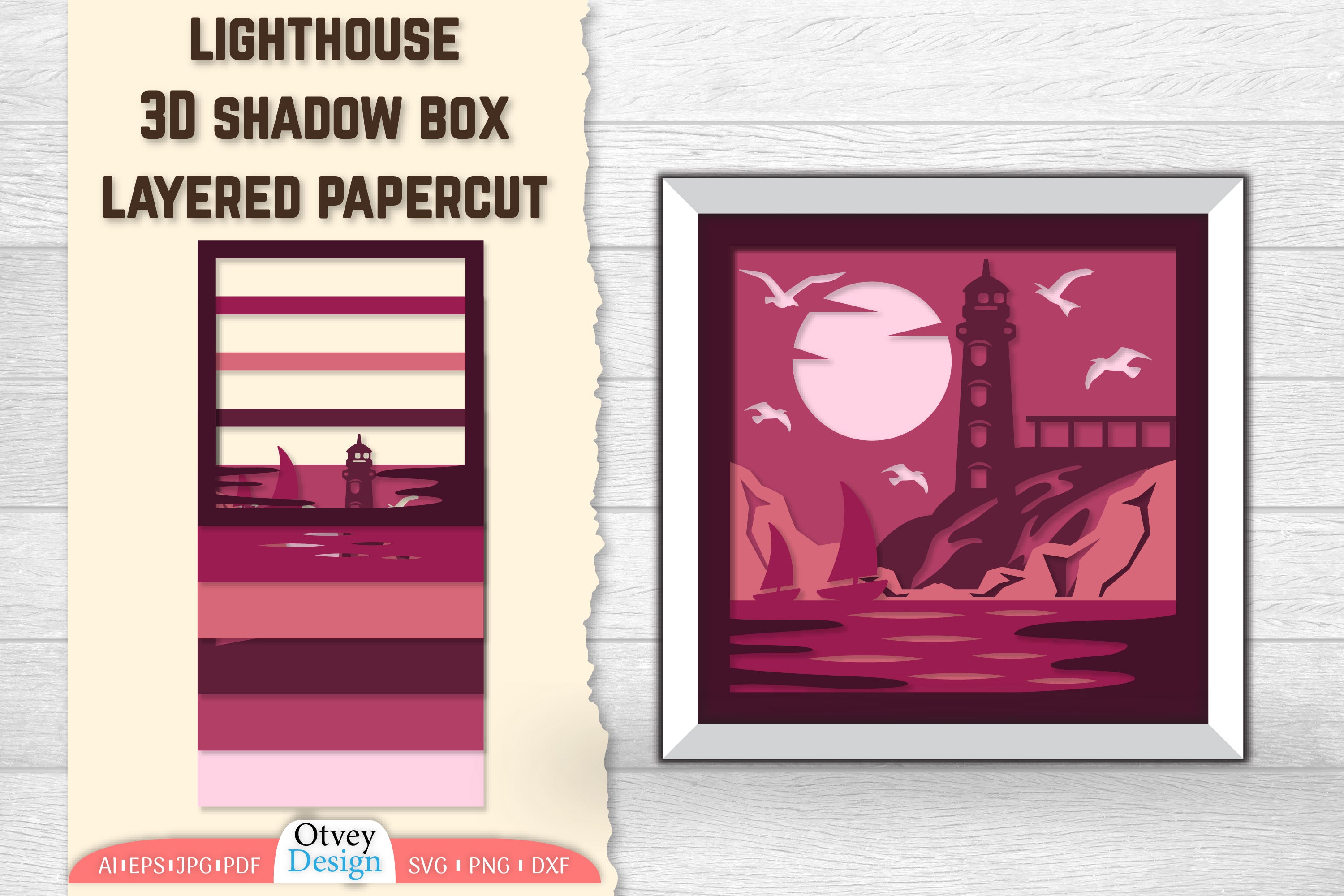 Lighthouse 3D Shadowbox Layered SVG Bundle 5 - CraftNest - Digital Crafting and Art