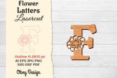 Flower Letters Laser Cut File SVG Bundle 7 - CraftNest - Digital Crafting and Art